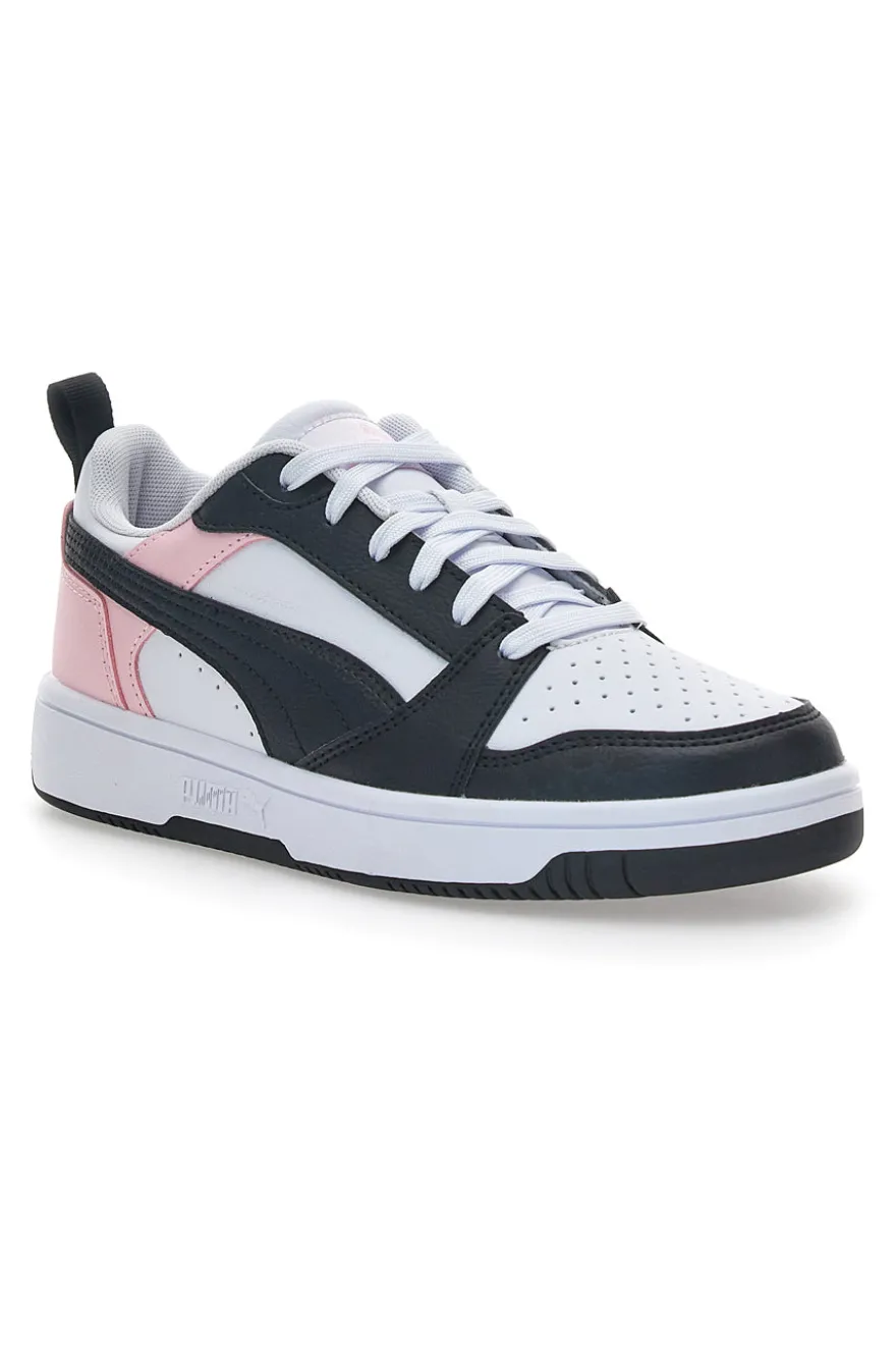 Sneakers Bianche e Rosa Con Stringa Laterale Puma Rebound V6 LO JR