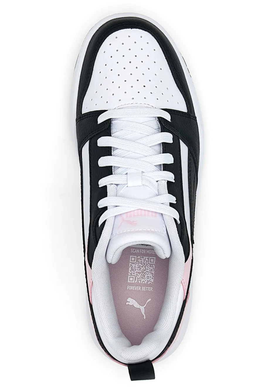 Sneakers Bianche e Rosa Con Stringa Laterale Puma Rebound V6 LO JR