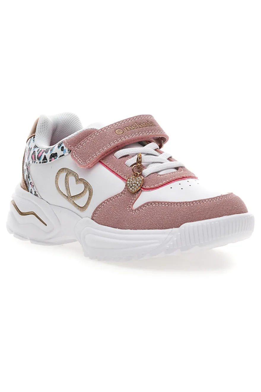 Sneakers bianche e rosa con fantasia animalier Mkids MG25124