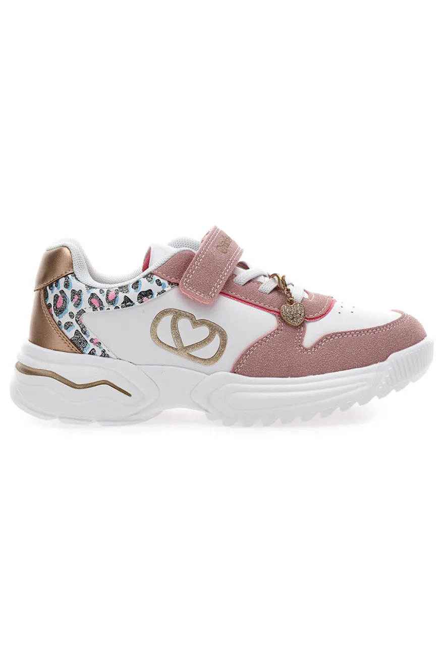 Sneakers bianche e rosa con fantasia animalier Mkids MG25124