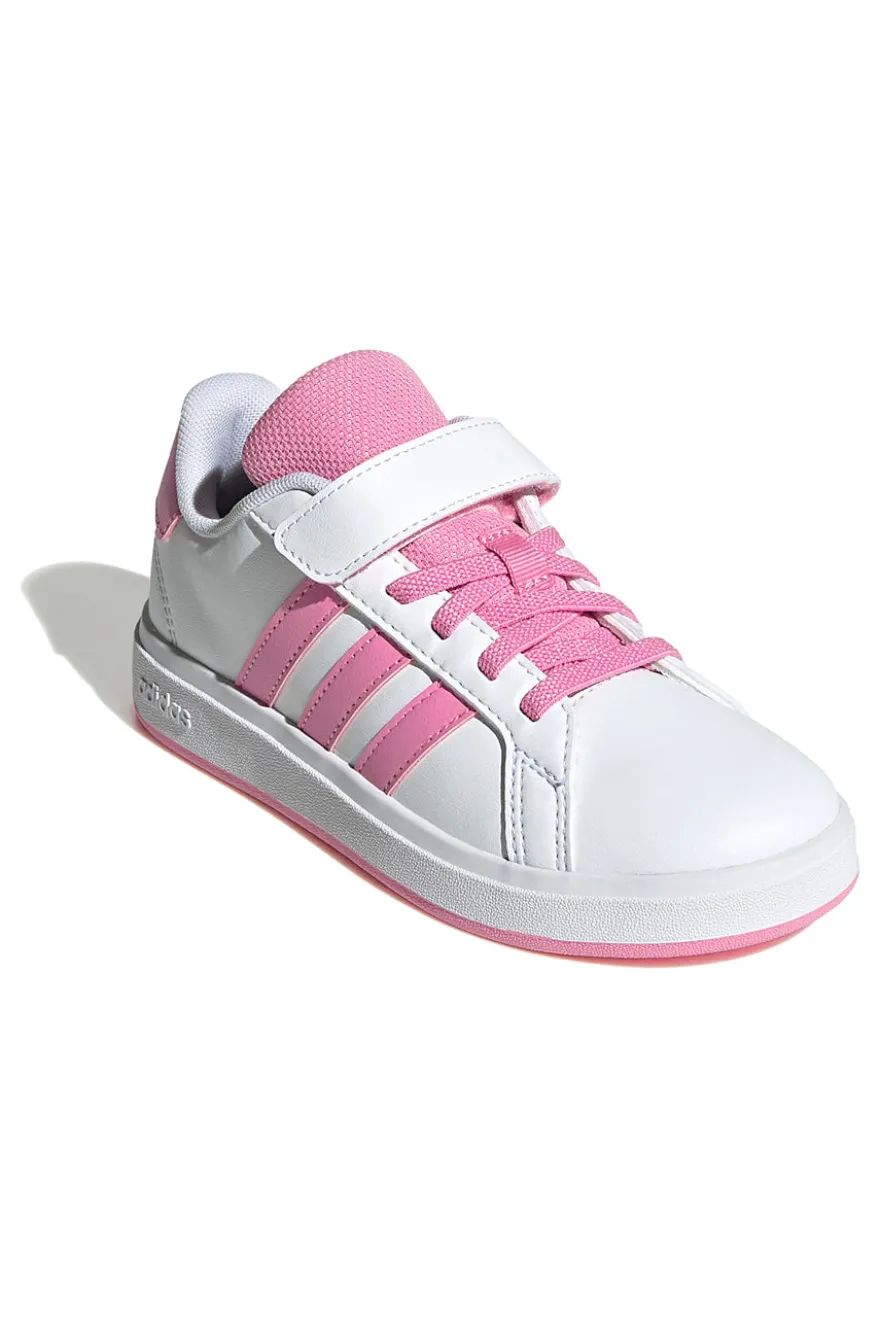 Sneakers bianche e rosa con chiusura a strappo Adidas Grand Court 2.0 EL C