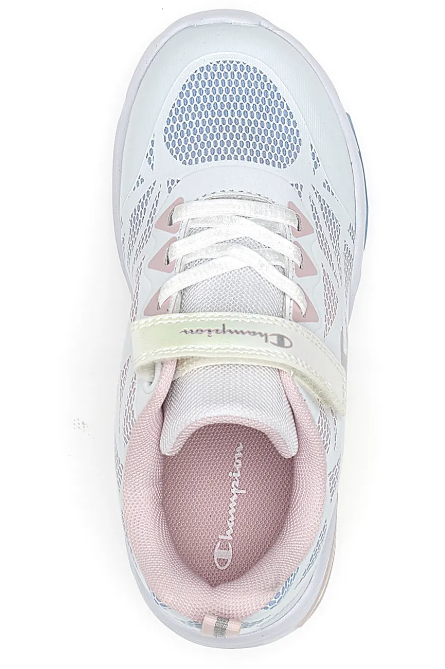 Sneakers bianche e rosa con luci Champion Wave Tri G PS