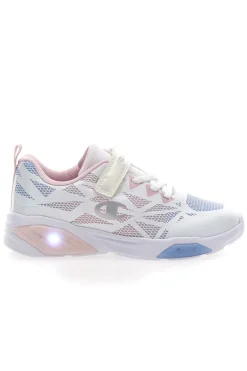 Sneakers bianche e rosa con luci Champion Wave Tri G PS