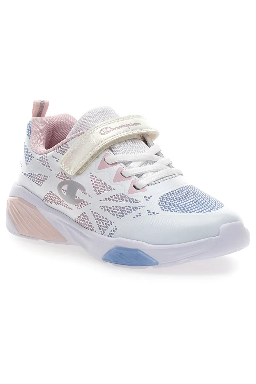 Sneakers bianche e rosa con luci Champion Wave Tri G PS