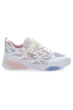 Sneakers bianche e rosa con luci Champion Wave Tri G PS