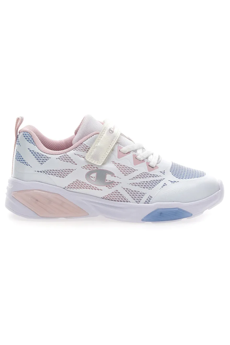 Sneakers bianche e rosa con luci Champion Wave Tri G PS