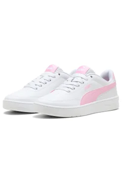 Sneakers bianche e rosa Puma Court Classic Clean Jr