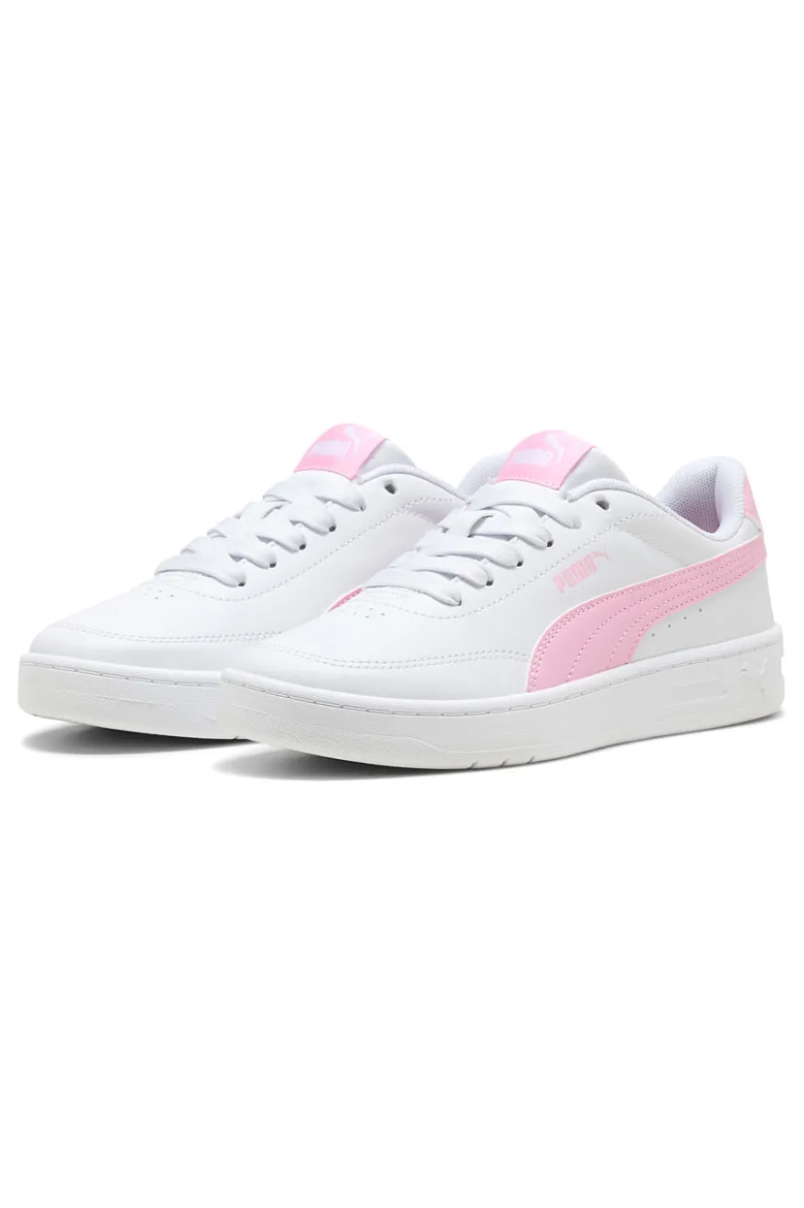 Sneakers bianche e rosa Puma Court Classic Clean Jr