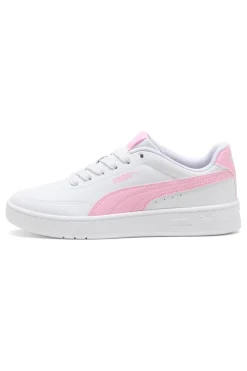 Sneakers bianche e rosa Puma Court Classic Clean Jr