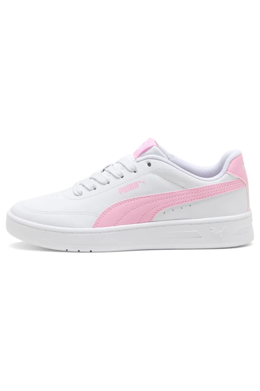 Sneakers bianche e rosa Puma Court Classic Clean Jr