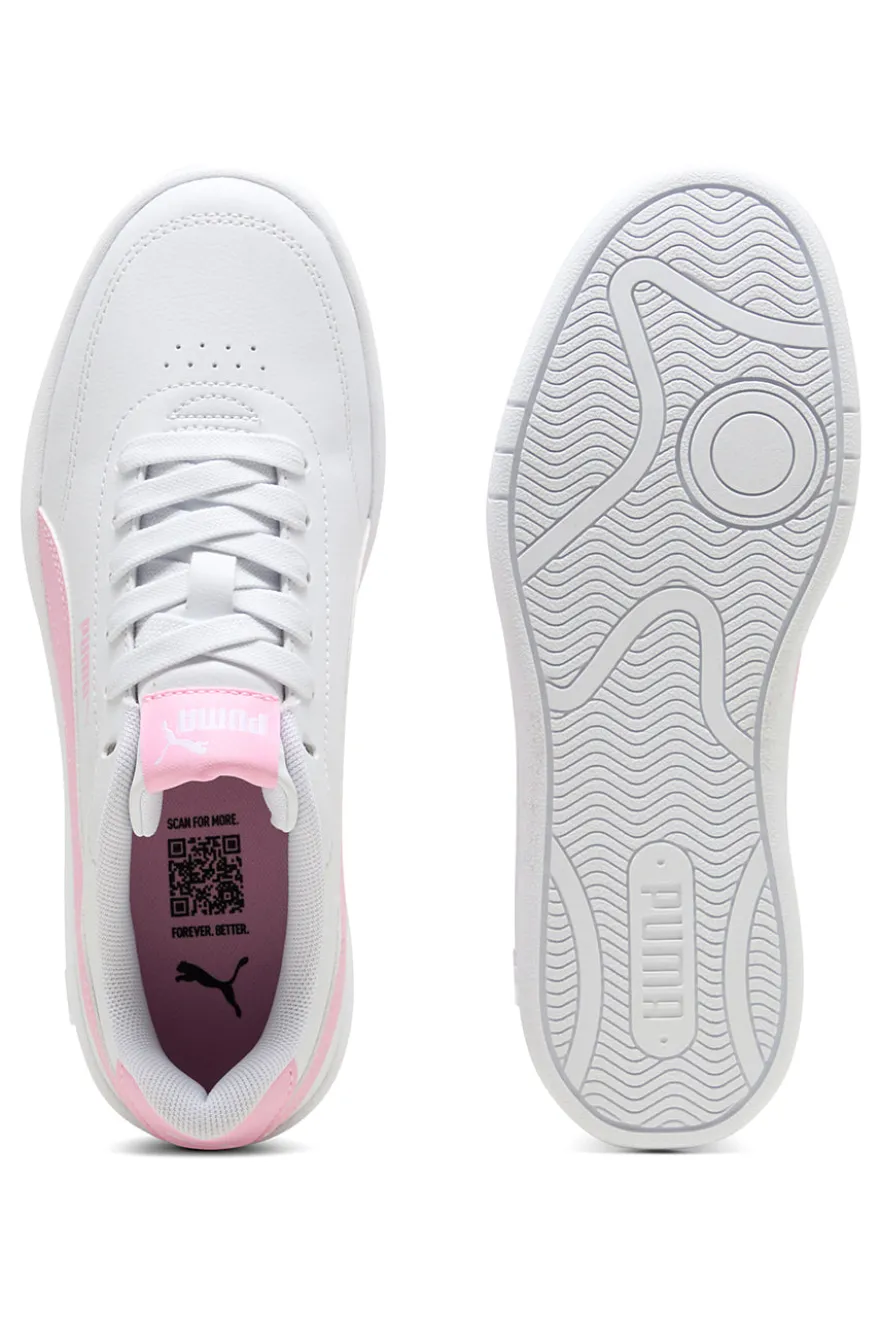 Sneakers bianche e rosa Puma Court Classic Clean Jr
