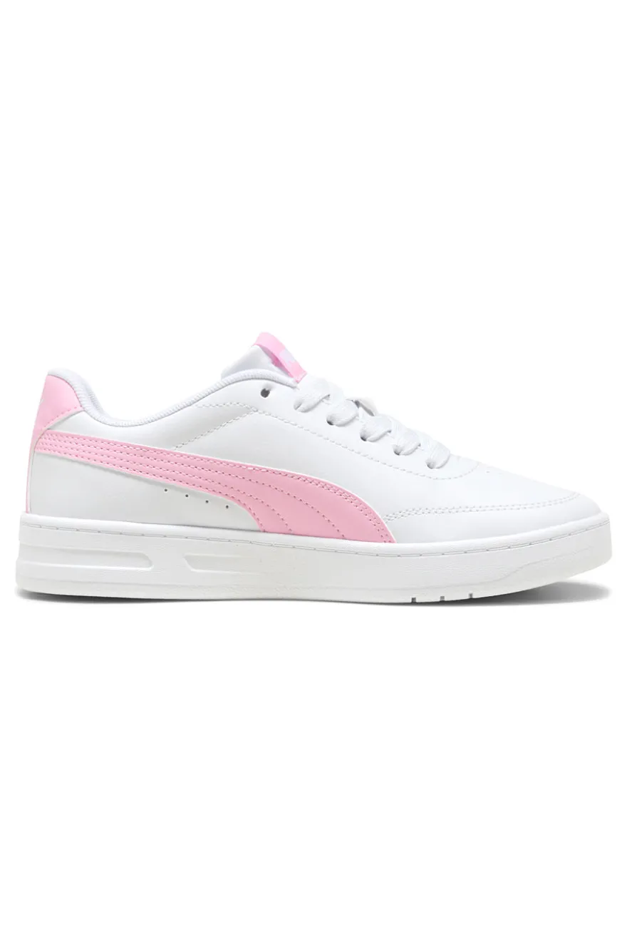 Sneakers bianche e rosa Puma Court Classic Clean Jr