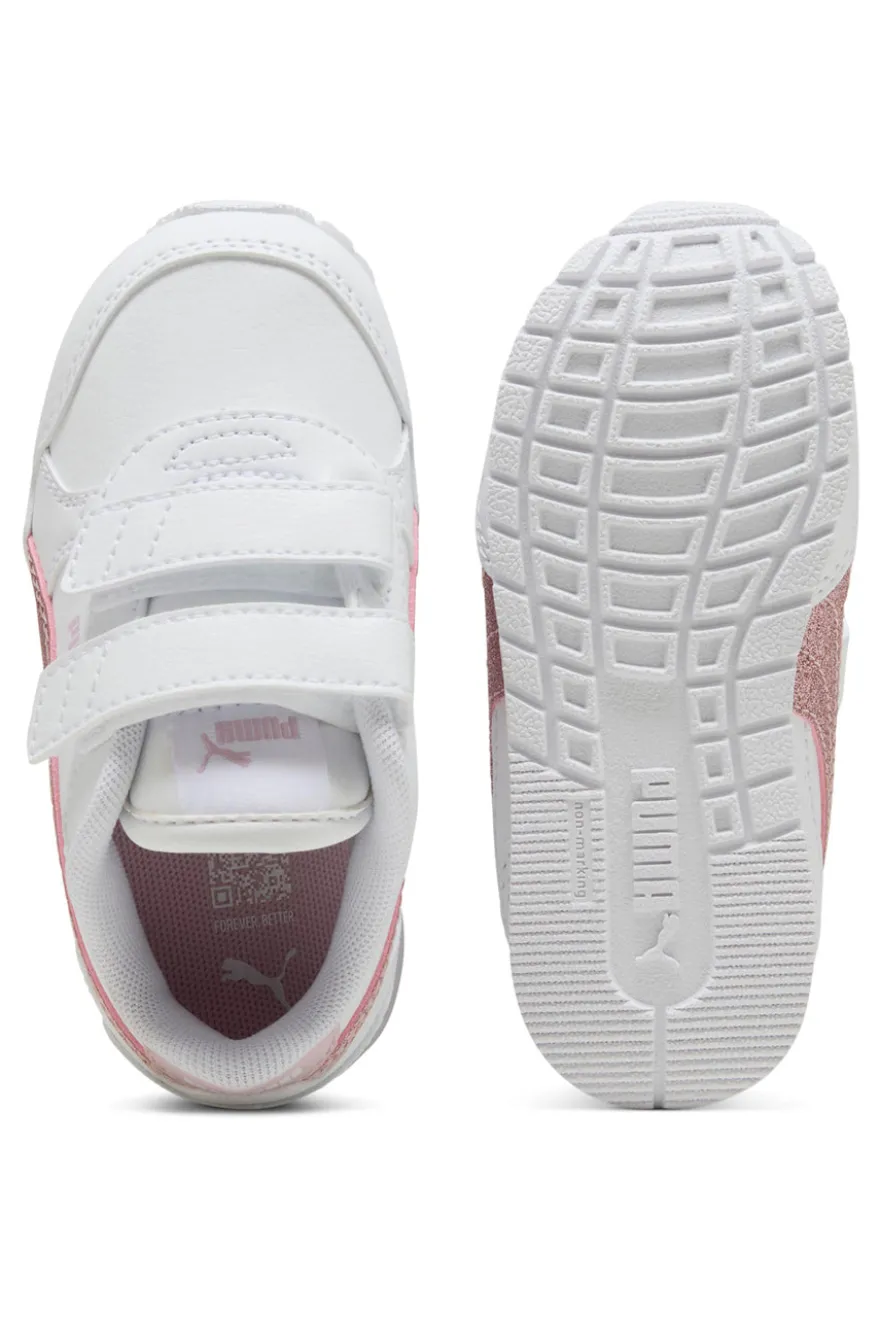 Sneakers Bianche e Rosa Puma St Runner V4 Sl Glitter V Inf