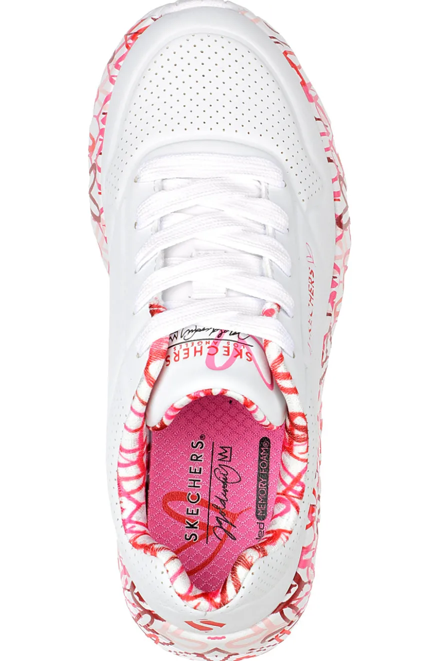 Sneakers Bianche e Rosa Skechers Street Uno Lite -B Lovely Luv