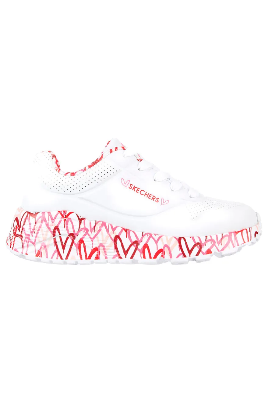Sneakers Bianche e Rosa Skechers Street Uno Lite -B Lovely Luv