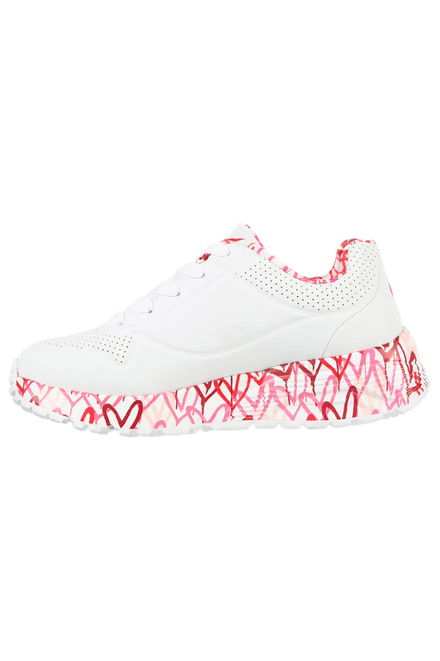 Sneakers Bianche e Rosa Skechers Street Uno Lite -B Lovely Luv