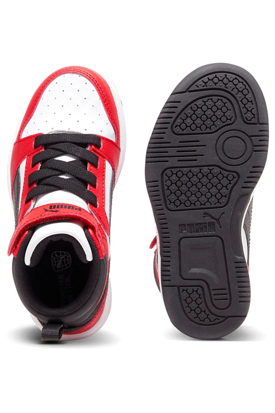 Sneakers bianche e rosse mid Puma Rebound V6 Mid AC+ PS