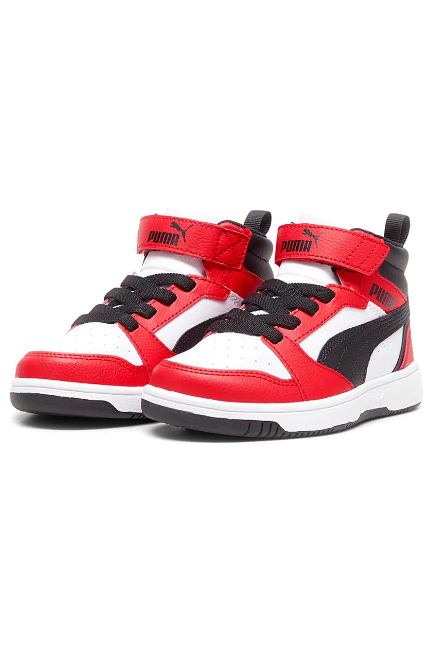 Sneakers bianche e rosse mid Puma Rebound V6 Mid AC+ PS