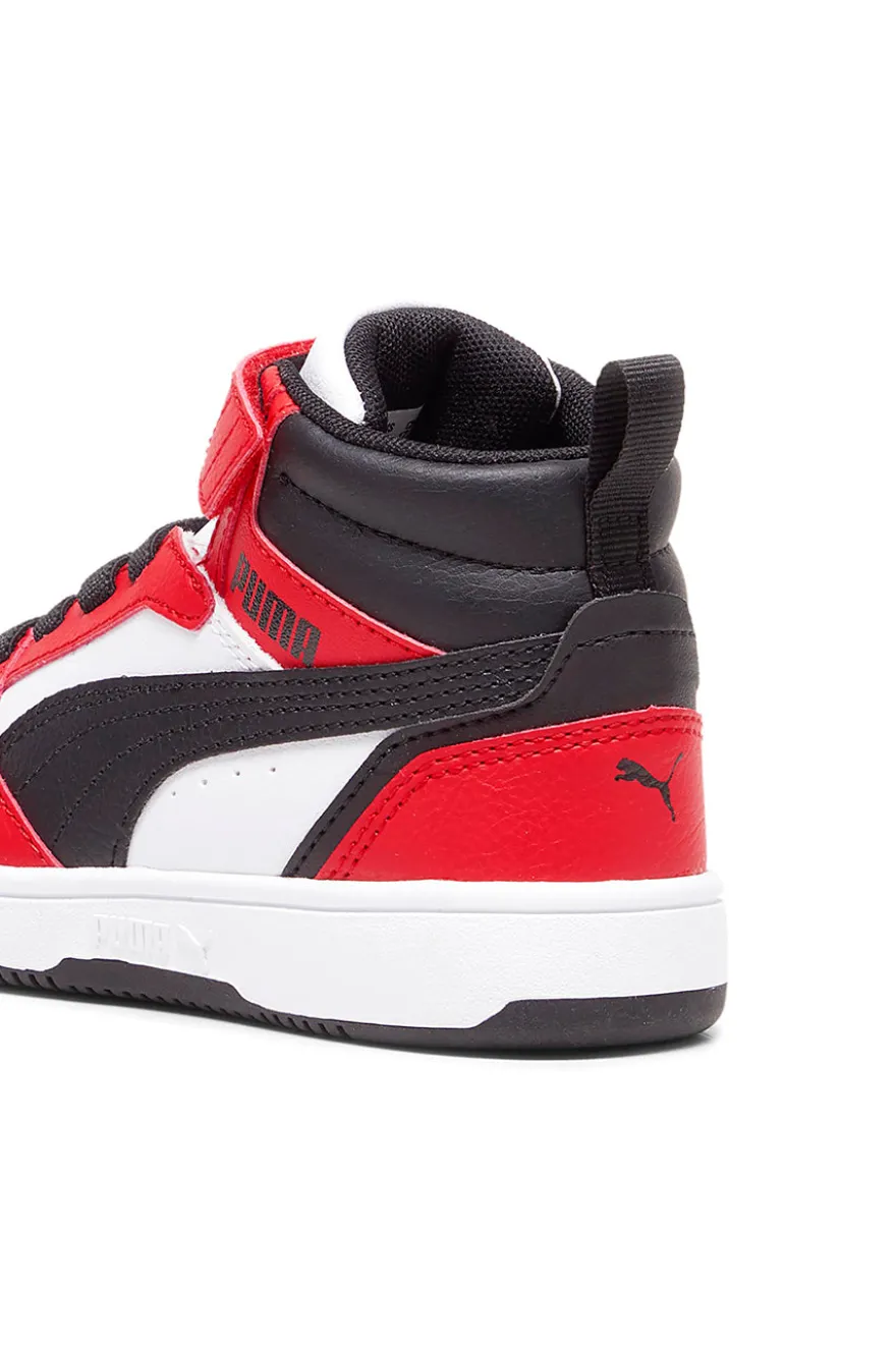 Sneakers bianche e rosse mid Puma Rebound V6 Mid AC+ PS