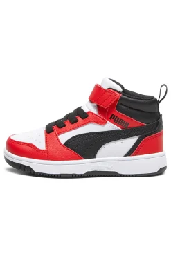 Sneakers bianche e rosse mid Puma Rebound V6 Mid AC+ PS