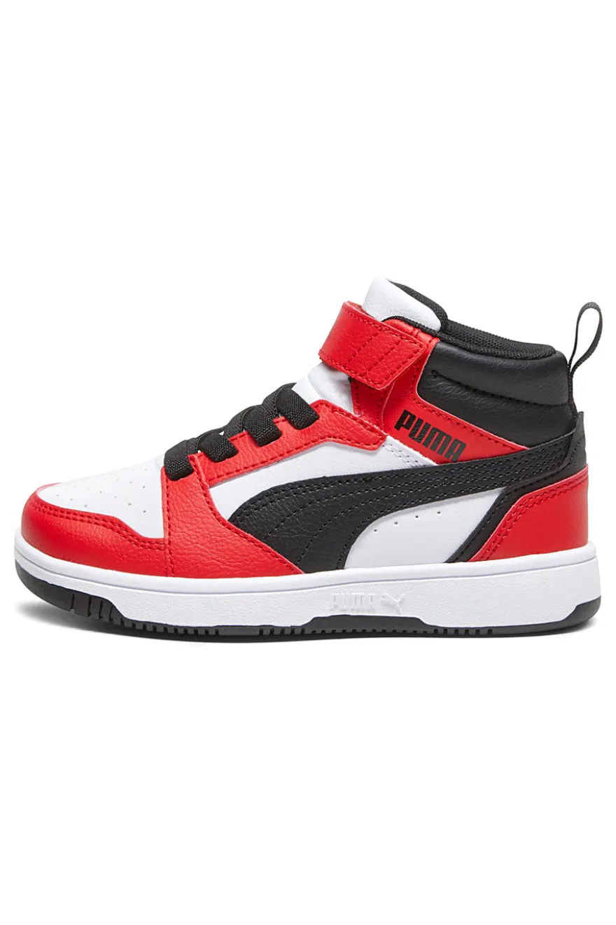 Sneakers bianche e rosse mid Puma Rebound V6 Mid AC+ PS