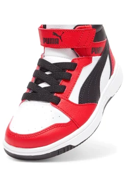Sneakers bianche e rosse mid Puma Rebound V6 Mid AC+ PS