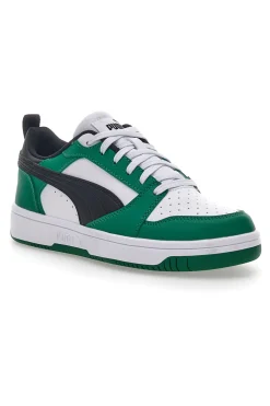 Sneakers Bianche e Verdi Con Stringa Laterale Puma Rebound V6 LO JR
