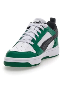 Sneakers Bianche e Verdi Con Stringa Laterale Puma Rebound V6 LO JR