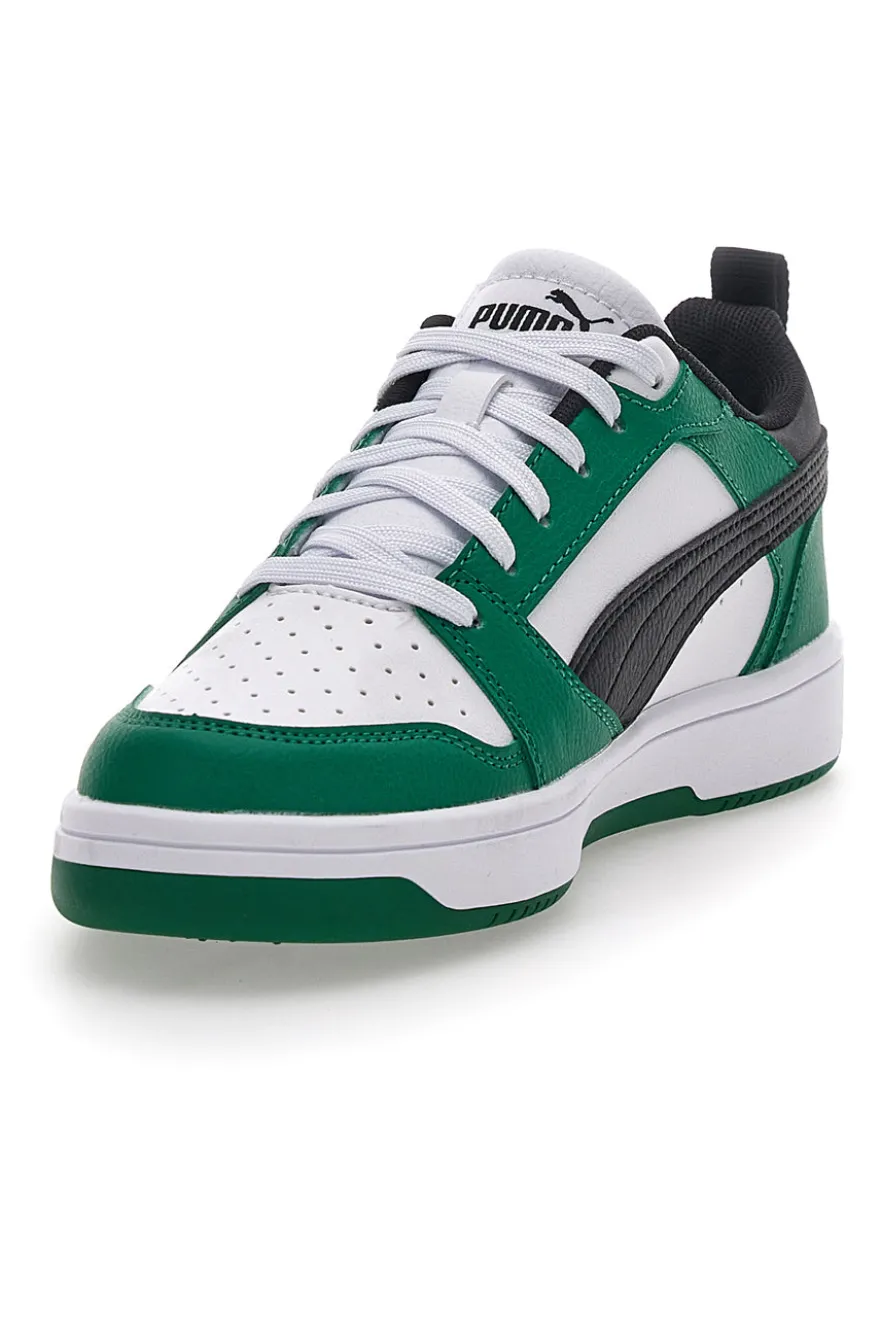 Sneakers Bianche e Verdi Con Stringa Laterale Puma Rebound V6 LO JR