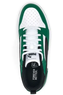 Sneakers Bianche e Verdi Con Stringa Laterale Puma Rebound V6 LO JR