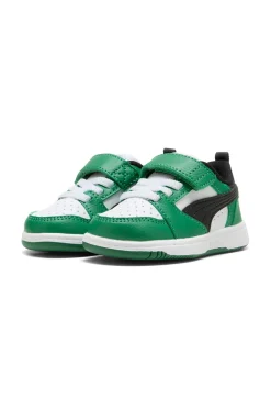 Sneakers bianche e verdi con strappo Puma Rebound V6 Lo AC+ Inf