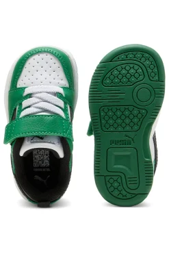 Sneakers bianche e verdi con strappo Puma Rebound V6 Lo AC+ Inf