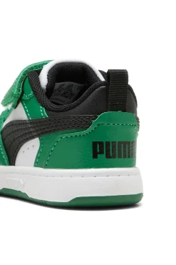 Sneakers bianche e verdi con strappo Puma Rebound V6 Lo AC+ Inf