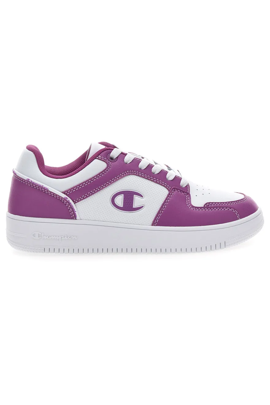 Sneakers Bianche e Viola Con Logo Laterale Champion RD18 2 LOW