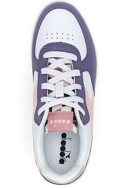 Sneakers Bianche e Viola con Logo Rosa DIADORA RAPTOR LOW SPOTTED GS