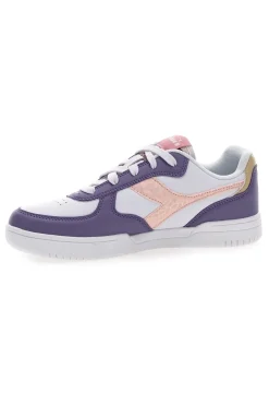 Sneakers Bianche e Viola con Logo Rosa DIADORA RAPTOR LOW SPOTTED GS