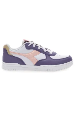 Sneakers Bianche e Viola con Logo Rosa DIADORA RAPTOR LOW SPOTTED GS