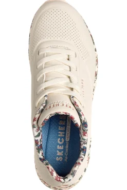 Sneakers bianche fantasia floreale con suola ad aria e lacci fissi Skechers Uno Safari Time