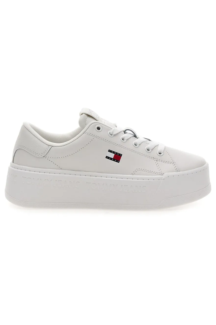 Sneakers bianche flatform cupsole Tommy jeans Tjw Script Cupsole Flatform