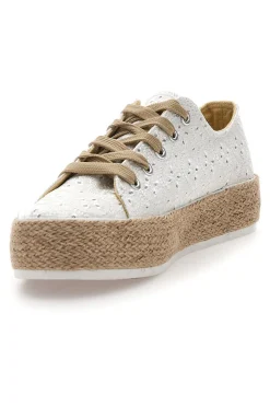 Sneakers bianche in crochet con suola in corda Energy E126