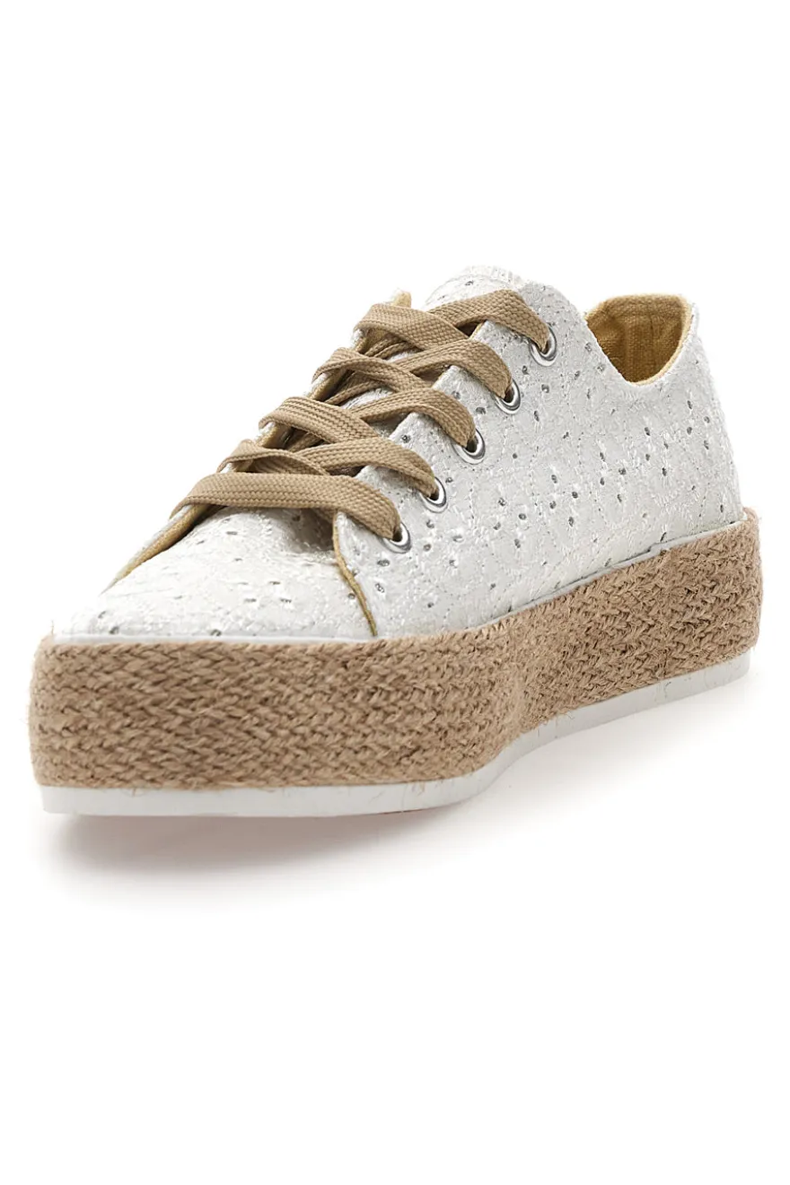 Sneakers bianche in crochet con suola in corda Energy E126