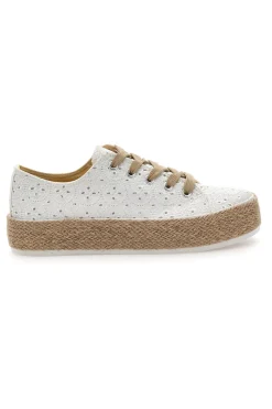 Sneakers bianche in crochet con suola in corda Energy E126