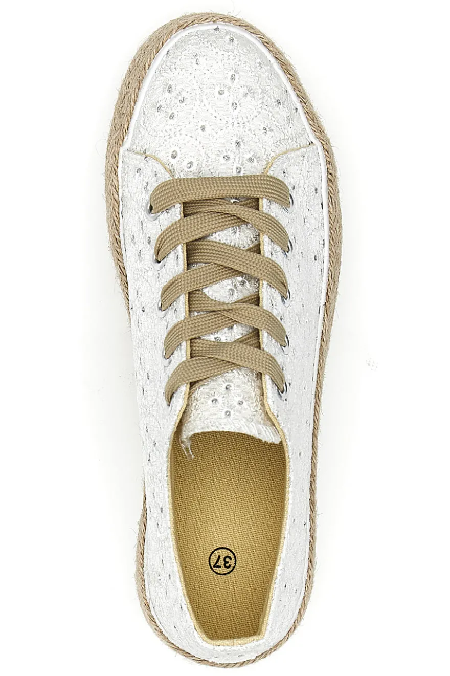 Sneakers bianche in crochet con suola in corda Energy E126