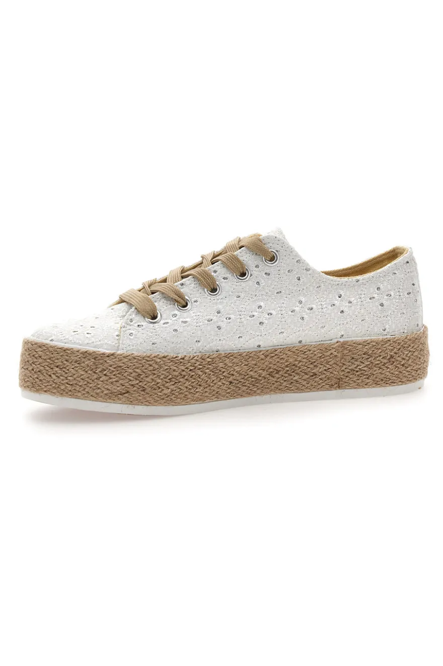 Sneakers bianche in crochet con suola in corda Energy E126