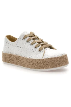 Sneakers bianche in crochet con suola in corda Energy E126