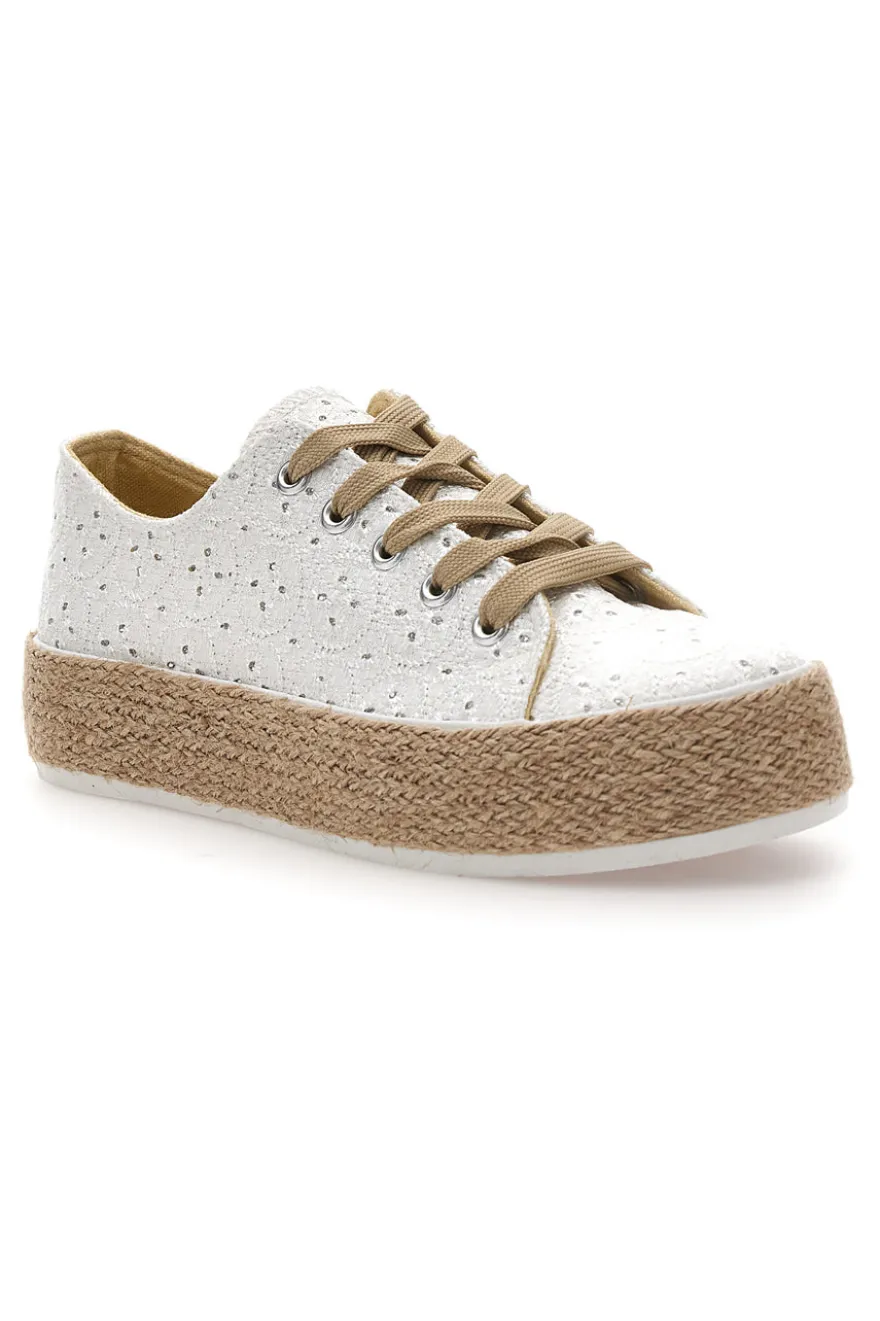 Sneakers bianche in crochet con suola in corda Energy E126