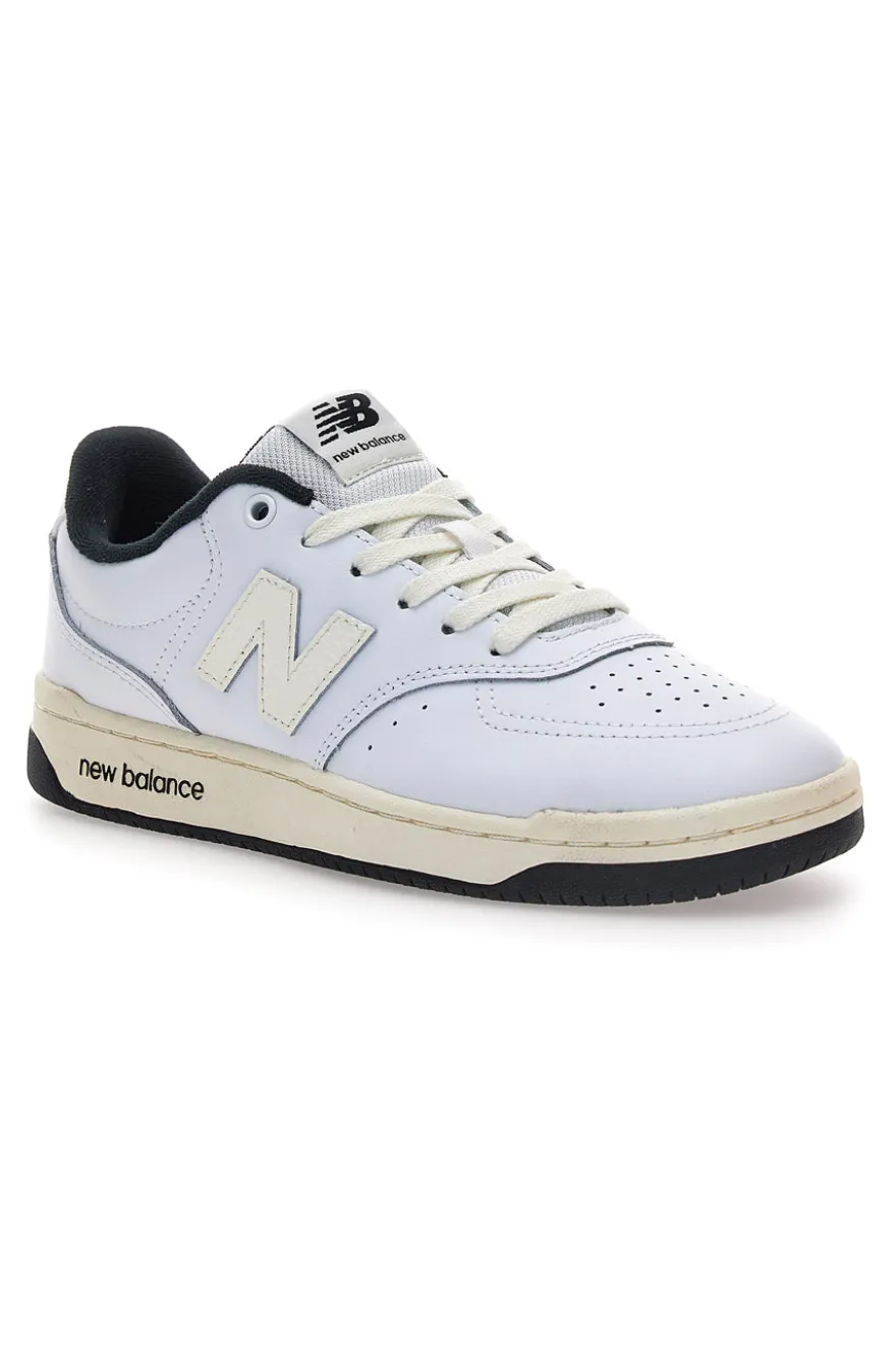 Sneakers bianche in pelle con profilo nero New Balance BB80AWB
