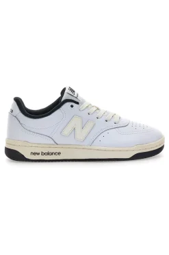 Sneakers bianche in pelle con profilo nero New Balance BB80AWB