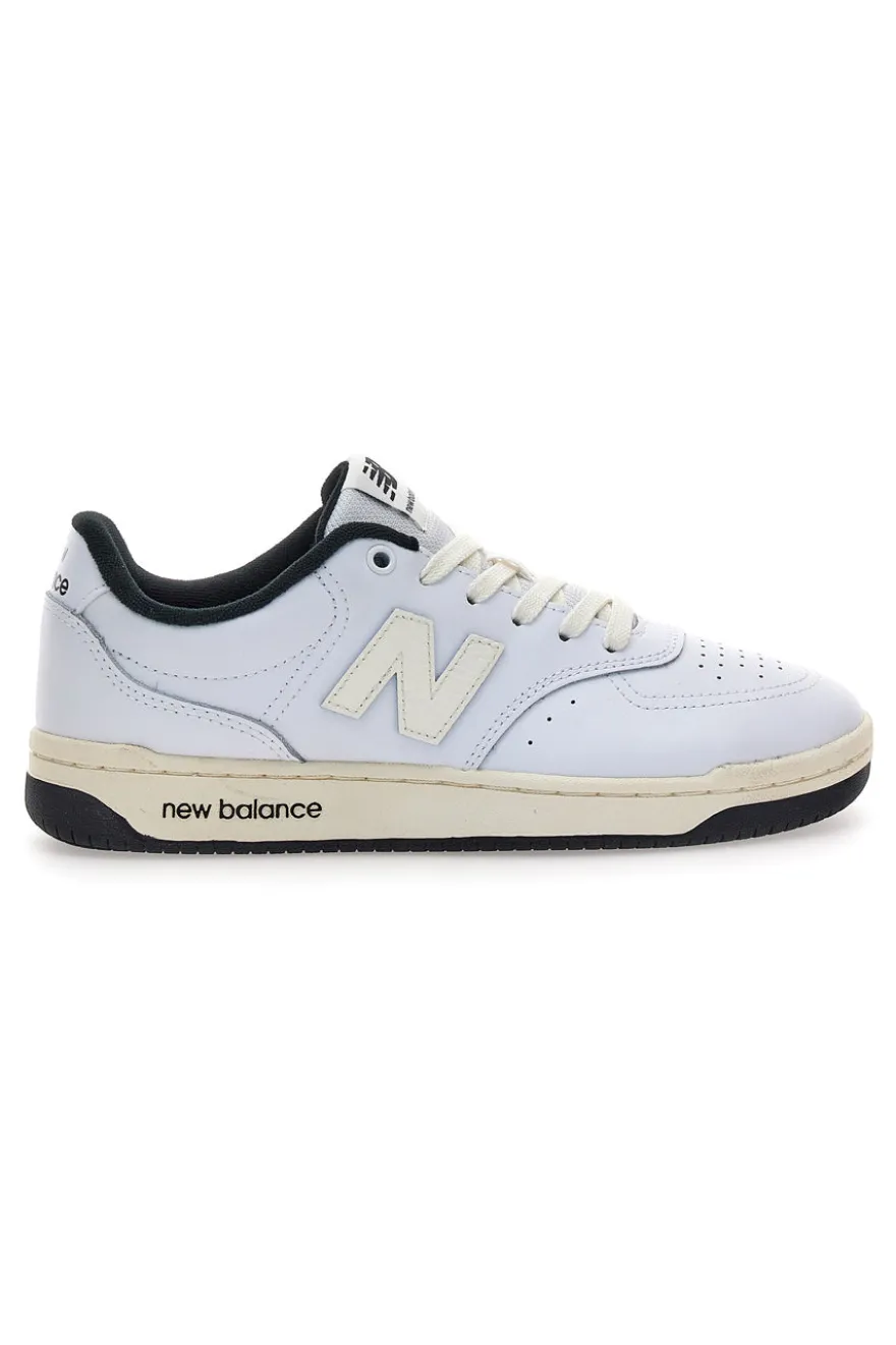 Sneakers bianche in pelle con profilo nero New Balance BB80AWB