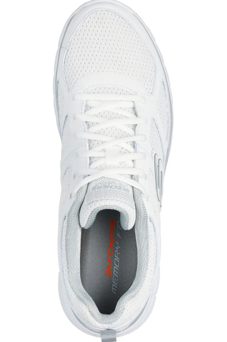Sneakers bianche in pelle e mesh con soletta memory foam Skechers Burns Agoura da Uomo